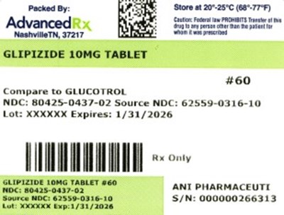 Glipizide 10mg #60 - Glipizide 10mg 80425 0437 02